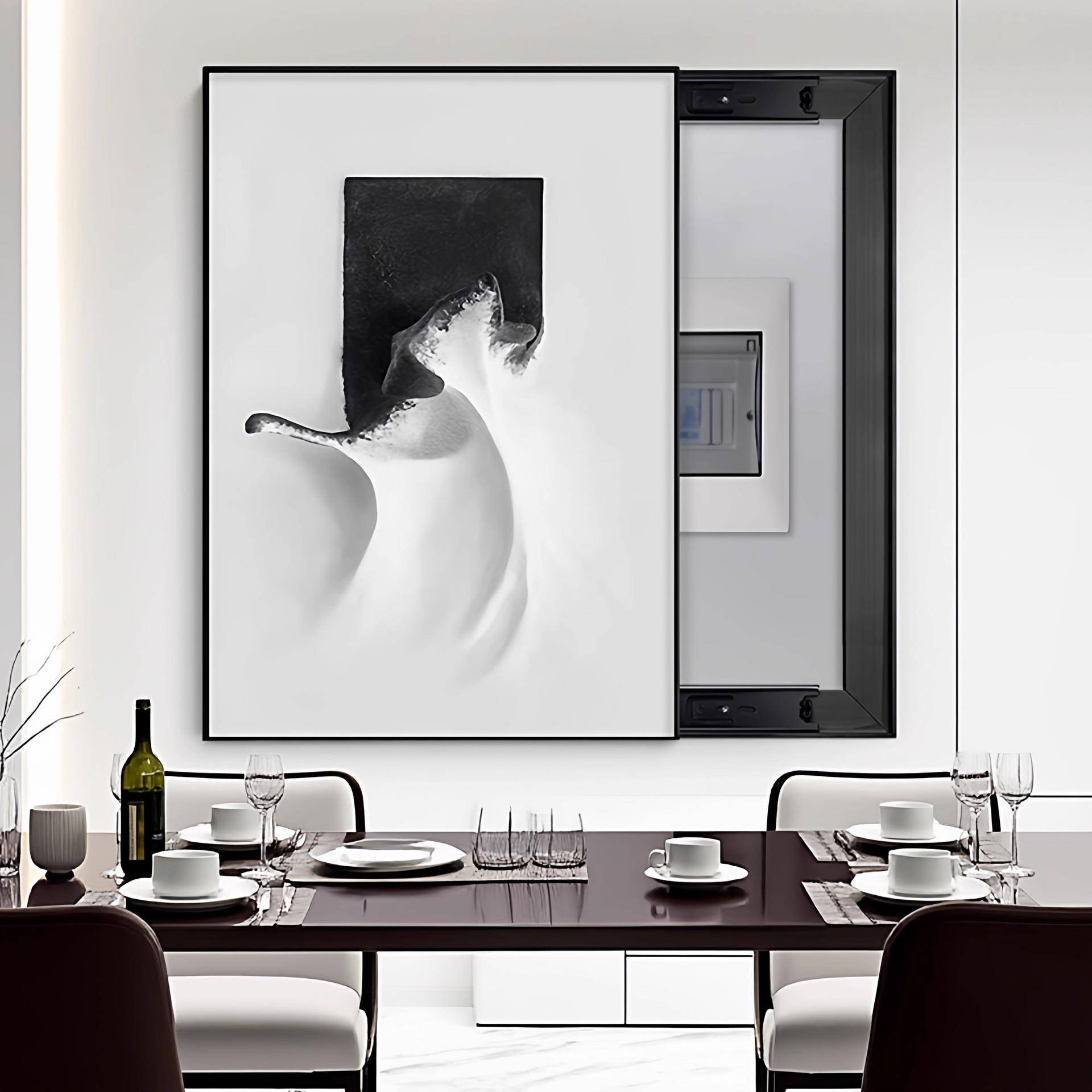 抽象竖款电表箱装饰画免打孔遮挡箱配电闸箱盒强电源开关空开挂画