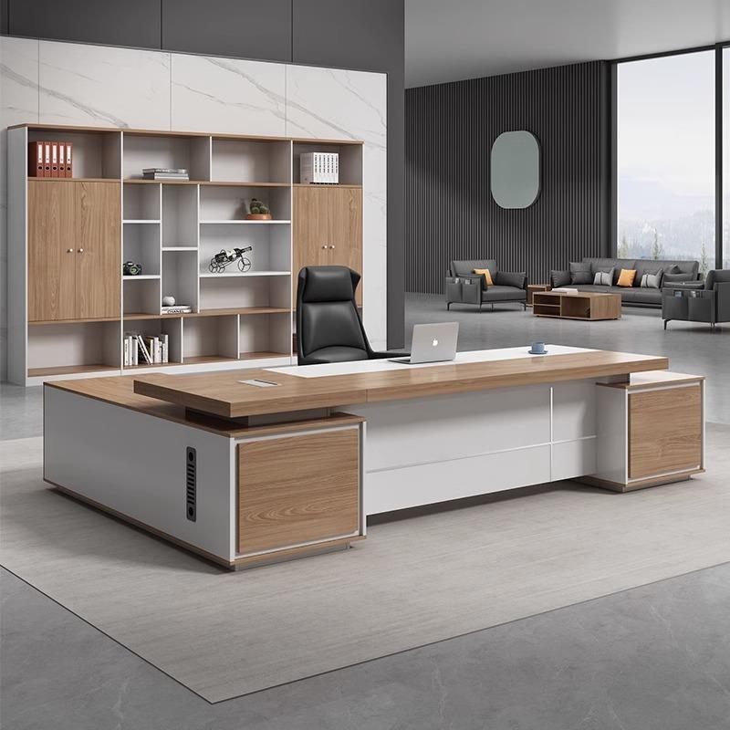 简约现代老板桌椅组合经理总裁桌大班台双侧柜加厚办公桌电脑桌子