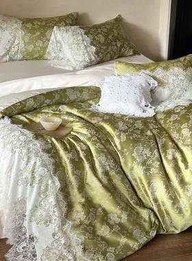 夏季用蕾丝提花高定寝具凉感透气床品兰精莱赛尔天丝四件套家纺2