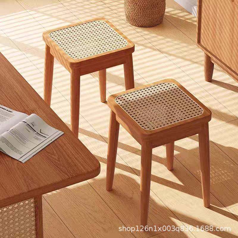 实木藤编凳子家用可叠放方凳中古风客厅客人备用凳高板凳餐桌椅子,乐器/吉他/钢琴/配件,其它乐器配件,淘宝优惠券,粉丝福利购,淘宝优惠卷