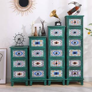 J$YJ$Y加厚实木复古五斗柜夹缝柜简约床头柜抽屉式 收纳柜小型30cm