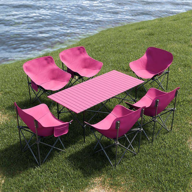 户外折叠桌椅套装2025升级加厚便携式露营摆摊装备蛋卷桌月亮椅