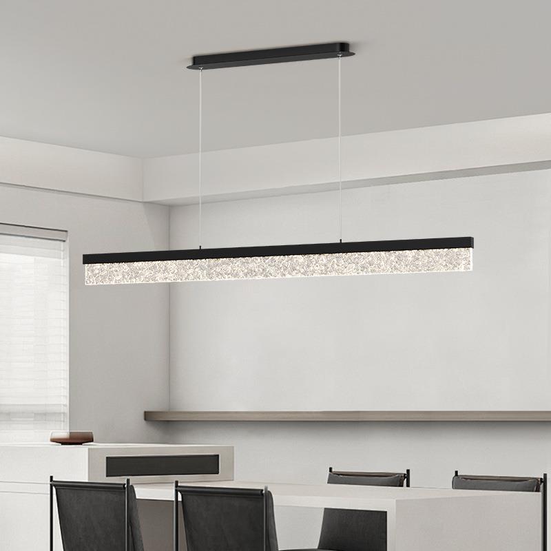 水波纹极简餐厅吊灯现代简约吧台创意餐桌饭厅全光谱一字长条灯