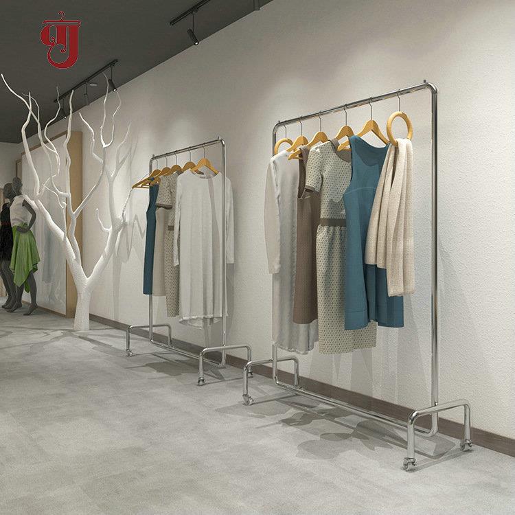 衣架落地服装店展示架不锈钢可移动女装店挂衣杆龙门架衣帽架