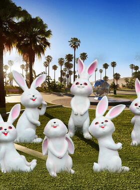 仿真兔子摆件户外花园幼儿园林别墅庭院小院子装饰树脂雕塑工艺品