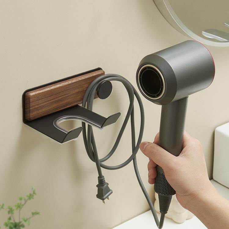 实木吹风机置物架卫生间风筒铝合金收纳架壁挂免打孔多层吹风机架