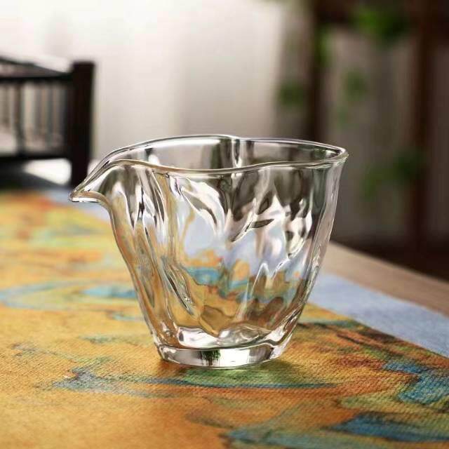 xyt荷叶公道杯加厚耐高温不烫手均杯透明分茶器茶具配件核桃公道