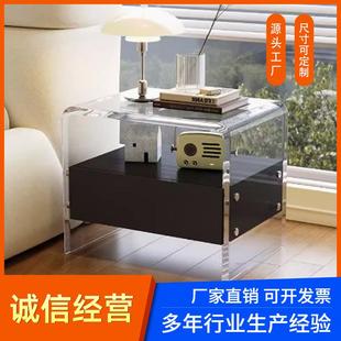 包豪斯风格亚克力不锈钢小推车可移动边几简约床头柜亚克力置物架