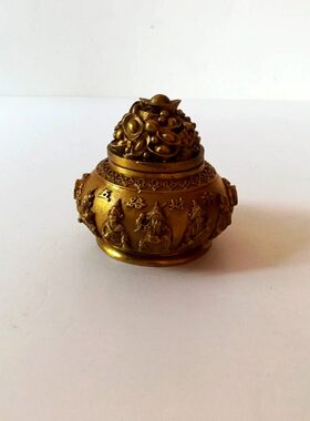 家居工艺品 饰品 黄铜五路财神聚宝盆 摆件 香炉摆件带钻6寸