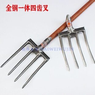 钢叉农用翻地叉草叉子起粪叉子人工开荒省力翻地松土神器园林工具