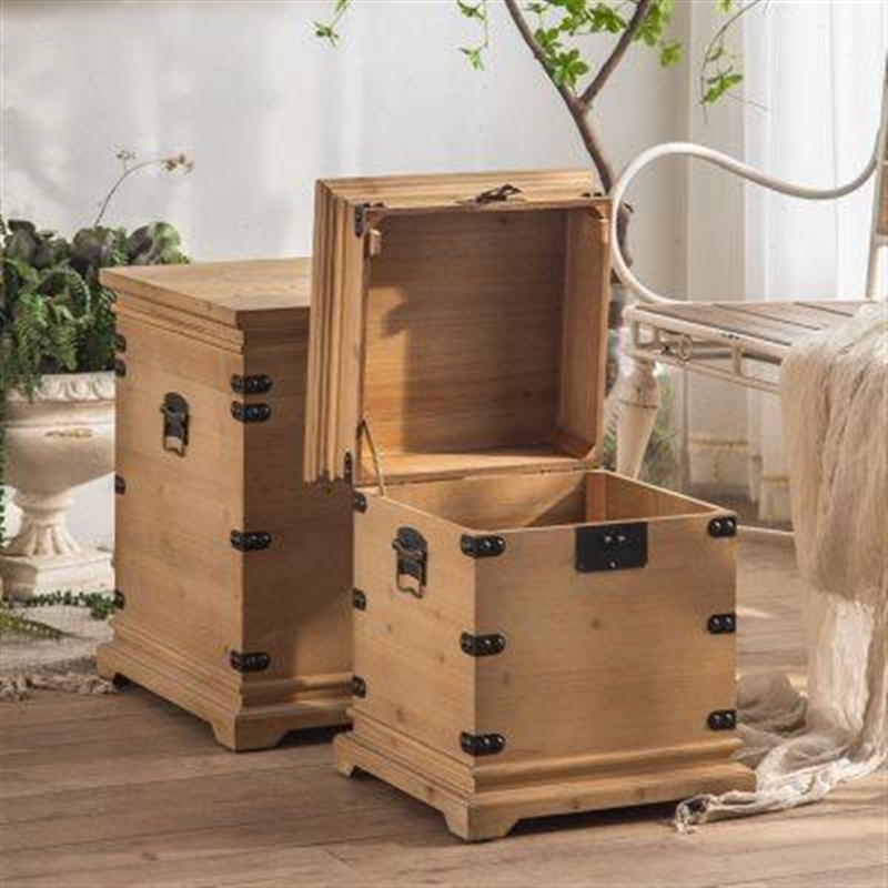 侘寂实木箱子沙发边几覆古做旧客C厅小茶几网红民宿收纳储物侧边