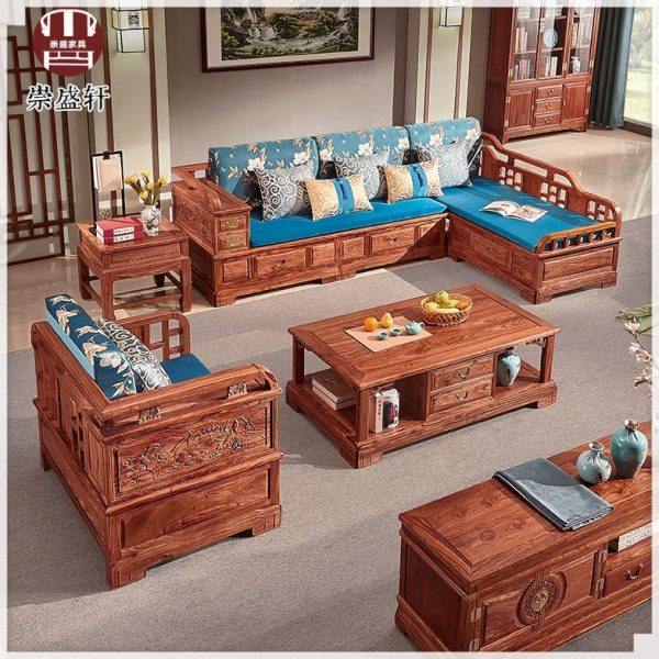 新中式花梨木软体沙发刺猬紫檀红木家具贵妃客厅转角现代简约实木,住宅家具,红木沙发,淘宝优惠券,粉丝福利购,淘宝优惠卷