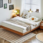 实木榻榻米北欧简约小户型卧室悬浮齐边床日式 1.5米1.8省空间大床