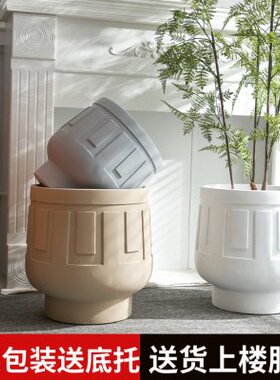 北欧落地个性花盆现代简约室内客厅装饰阳台摆件绿植盆特大古钟款