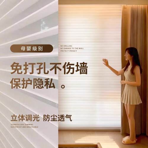 香格里拉帘透光不透人客厅卧室阳台遮光窗帘电动升降卷帘免打孔