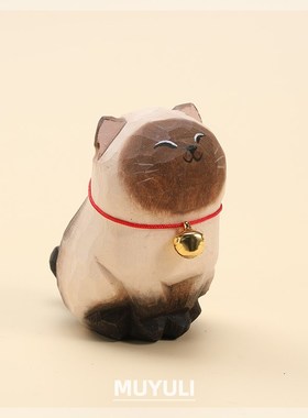 手工木雕邂罗猫丨小猫咪s办公室工位桌面装饰品汽车摆件创意礼物