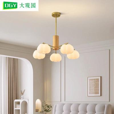客主厅吊灯轻奢餐厅卧室灯具现代简棉约奶原木76风花客厅灯535油L