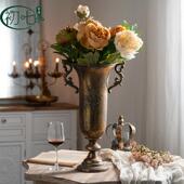 欧式 饰377道具特金色餐厅桌花面铁艺件花店插瓶 复古色花瓶婚礼装