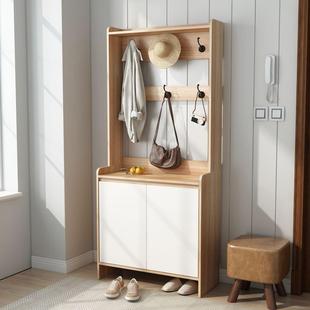 实木入户门柜口鞋柜衣帽架鞋门一体组合玄993关柜多带挂衣架功能