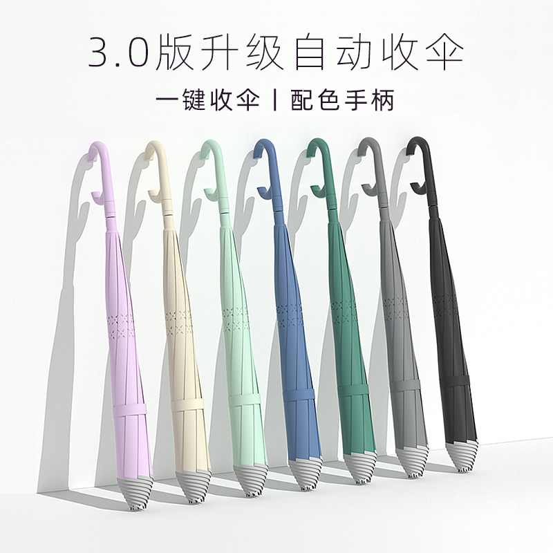 双层自收反向长柄伞男汽车载雨伞女晴G雨两用加大加厚加固抗风暴