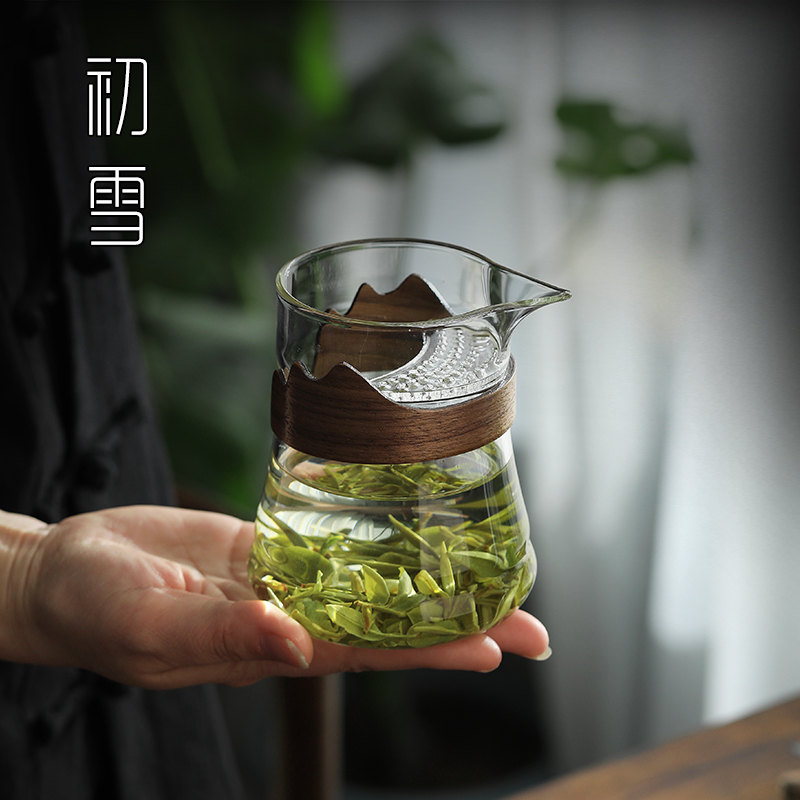 玻璃公道杯茶漏一体带p茶滤月牙泡茶功夫茶具过滤网绿茶专用分茶