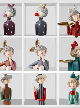 北欧创意泡泡女孩家居客厅摆件轻奢风电视柜装饰品U新婚女生日礼