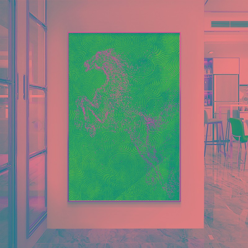 金色骏马b现代简约竖版玄关装饰画大尺寸抽象壁画轻奢客厅寓意挂图片