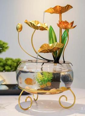 水玻摆璃件鱼缸加湿流客厅玄关办公JLF室好运鱼缸