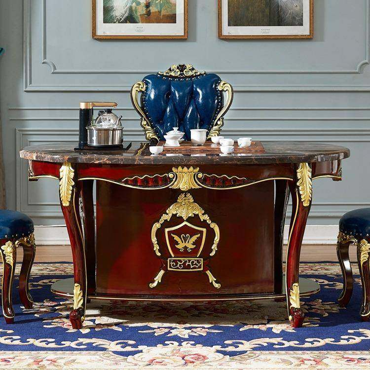 欧式大理石红桌檀茶色实木雕花功夫泡茶办公室多功能台茶桌椅QWY,商业/办公家具,茶台/茶桌,淘宝优惠券,粉丝福利购,淘宝优惠卷