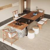 黑胡桃木宋代美中学新式 茶桌公大板家用客厅实木DGS办一室泡茶茶