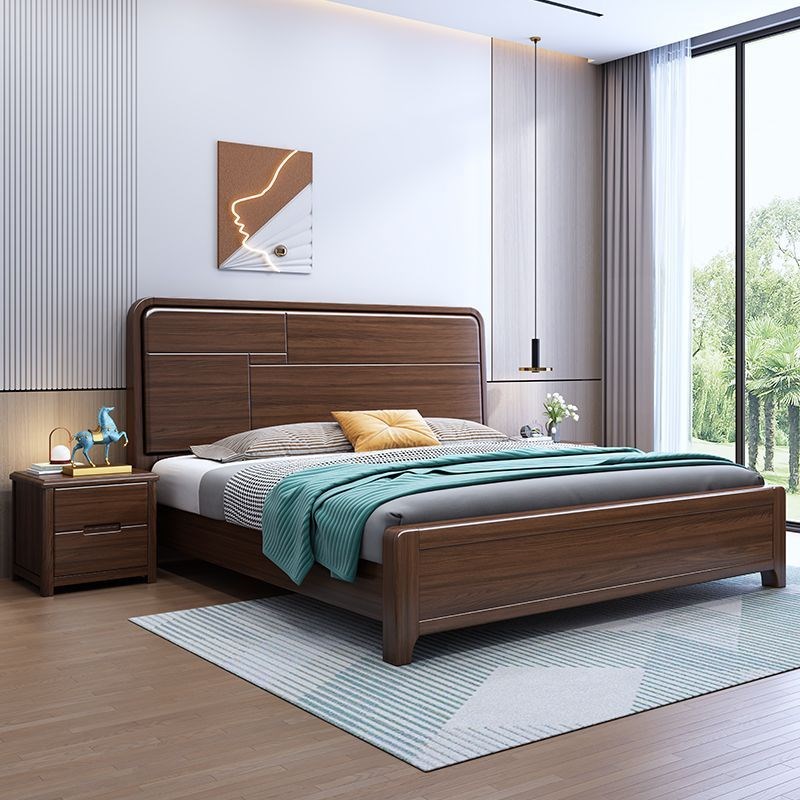 新中式金丝檀木实木床2米x2米大床主卧高K箱储物床1米8双人床家用