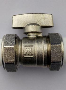 宁波杰克PPPR黄热铜蝶柄熔焊接双活接自来水管球阀开关.PR龙20-25