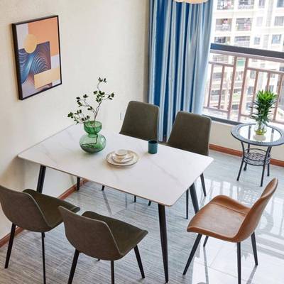 意轻桌奢岩板式餐椅简易公约小户型家用寓餐桌fz01网红长方形饭桌