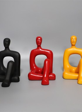 简约现代树e脂镂空人物抽象人像雕塑摆件书房卧室创意桌面装饰品