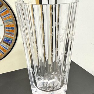 欧式古典奢华 十字架雕刻 K9水晶玻璃 六边形装饰花瓶摆件 礼物