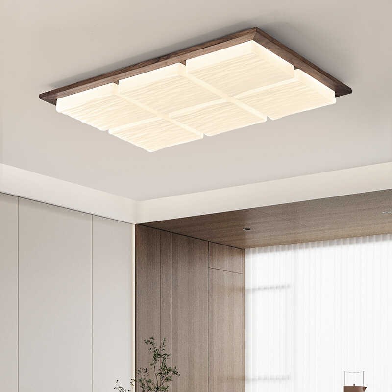 北美黑胡桃木客厅主n灯新中式简约实木大厅灯卧室书房智能吸顶灯