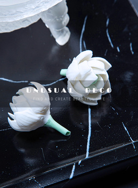 新中式现代陶瓷茉莉玉兰花朵摆件卧室床头柜书房桌面样Y板间鼎摆