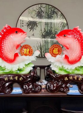 寓意好的摆件玉白菜摆件开业招财鱼D家居装饰品新房客厅电视柜摆