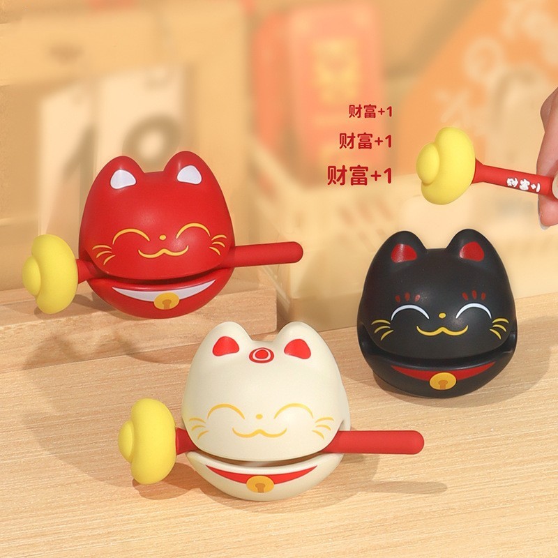 领养之家/迷你解压木鱼敲治愈系情绪稳J定小摆件办公室桌面工位