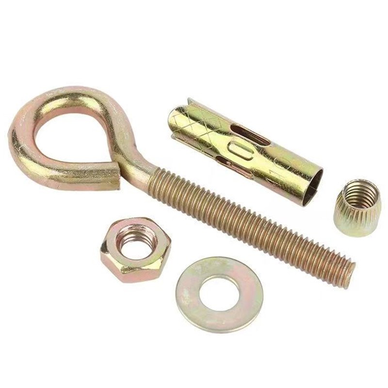 铁彩锌膨胀螺丝挂钩lWAN能吊钩304不锈钢羊眼带圈拉爆吊环膨胀螺