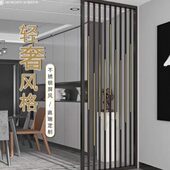 轻奢不锈钢屏风隔断现代金属花格镂空新中式 客厅玄关庭院假山背景