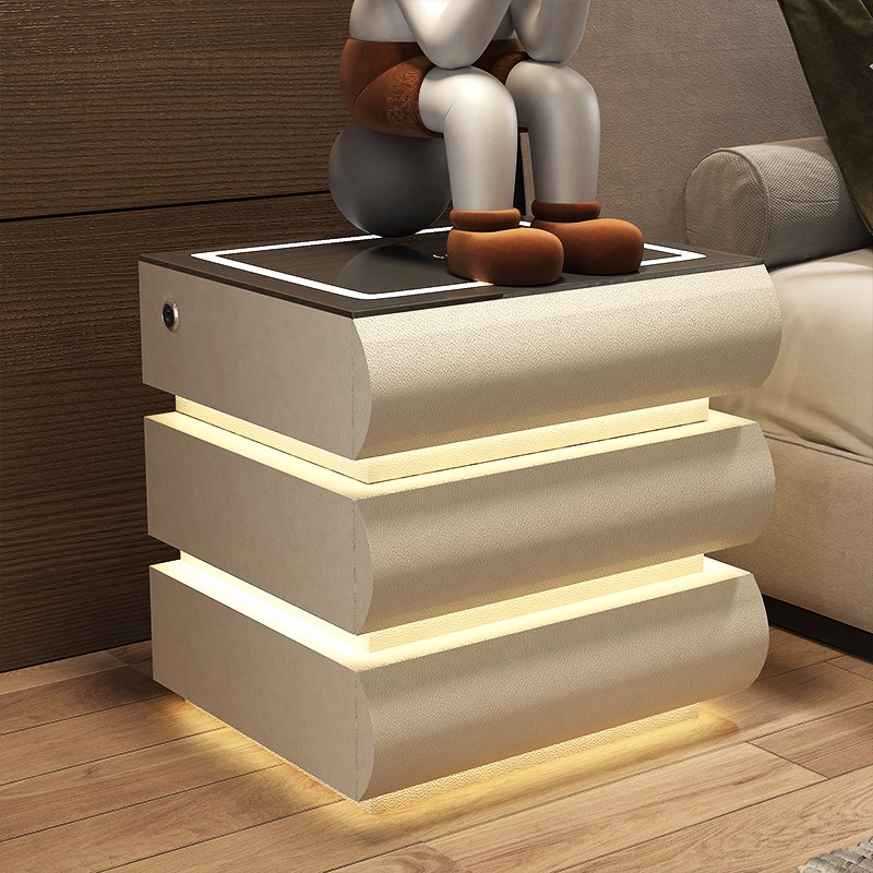 卧室悬浮感智能床头柜简约现代多功B能家用实木网红2024新款床边