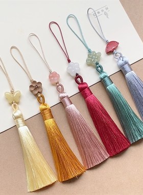 新款国风手工流苏扇坠饰品穗子扇B子吊坠和田玉中国结压襟手机挂