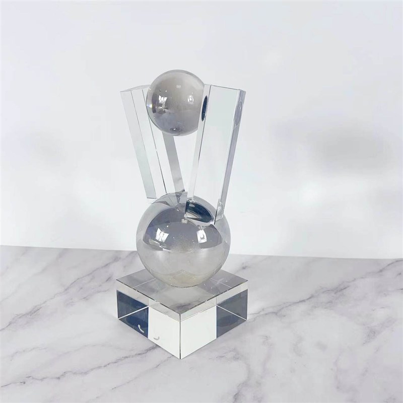 现代新中式透明奖杯摆件样板房客厅玄关艺术品Q酒店别墅软装饰品