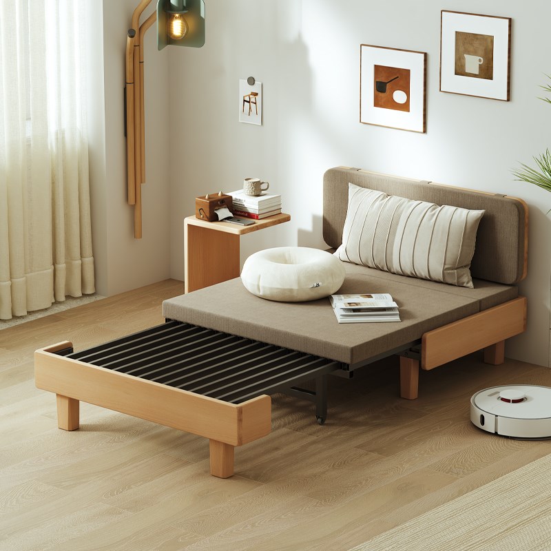 实木沙发床两用小户型可折叠单双人经济型推拉R坐卧多功能伸缩床