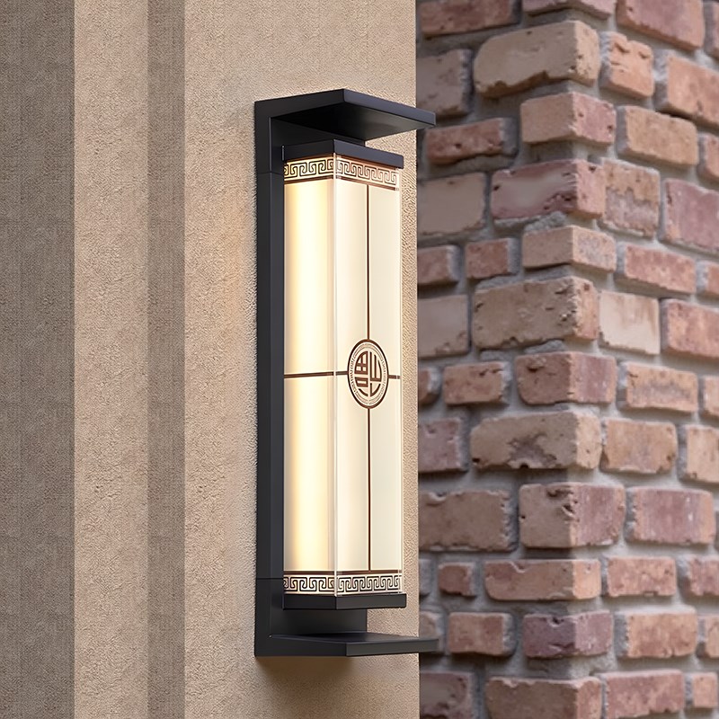 新中式户外防g水壁灯太阳能别墅庭院大门口两侧室外入户门柱子墙