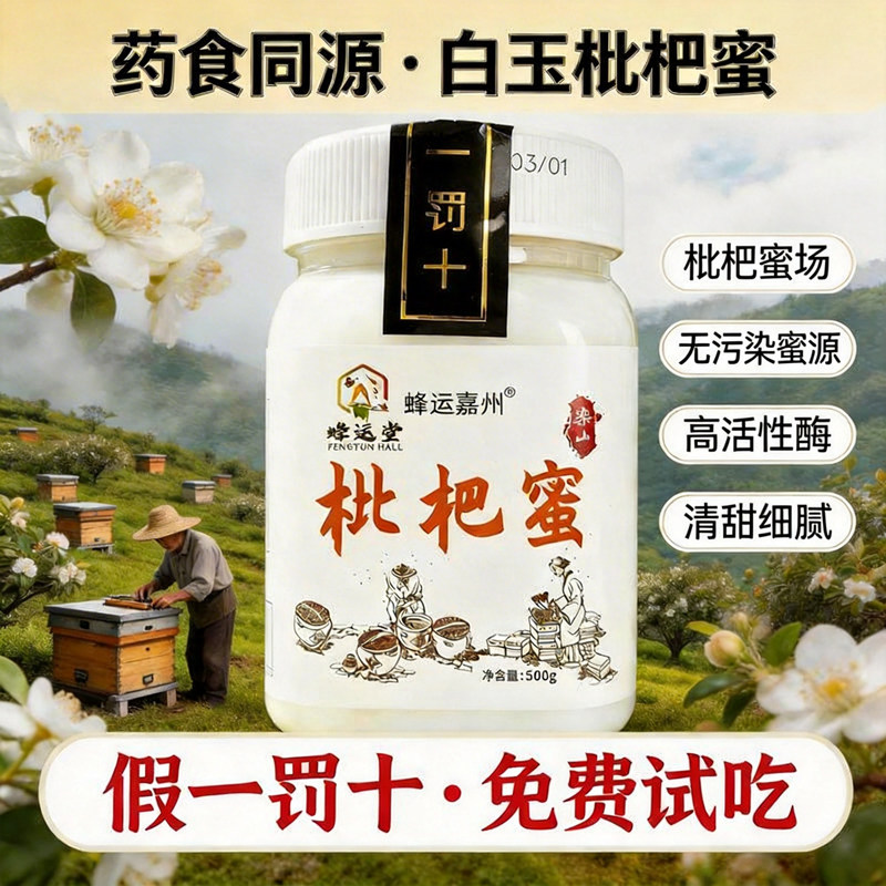 蜂运堂真蜂蜜四川乐山农家枇杷蜜结晶蜜纯正优质蜜源自然成熟500g