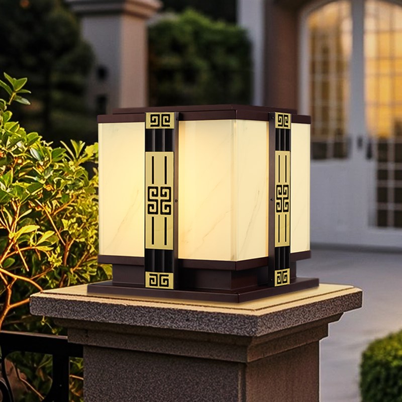 太阳能庭院柱头灯别墅大门u口两侧柱子灯户外防水新中式花园围墙
