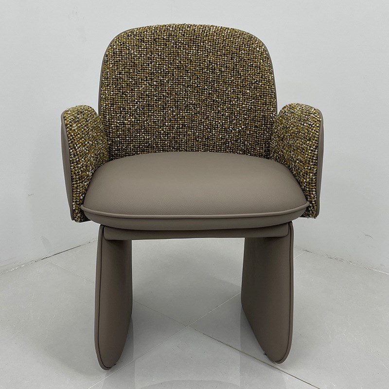 后现代简约休闲洽谈椅会客样板房C意式酒店接待单人书桌靠背椅餐