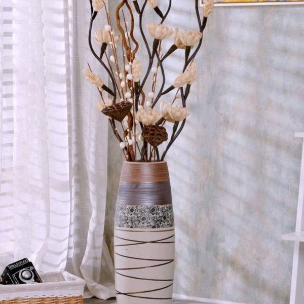 欧式现代简约落地花瓶客厅摆件中式插花家居装饰品陶瓷干花艺创意,家居饰品,花瓶,淘宝优惠券,粉丝福利购,淘宝优惠卷